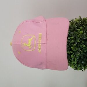 John Deere pink baseball hat, 100% cotton, hook in loop closure.